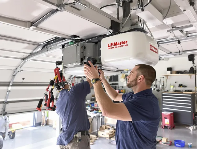 Brook Park Garage Door Repair technician performing advanced diagnostics on garage opener in Brook Park
